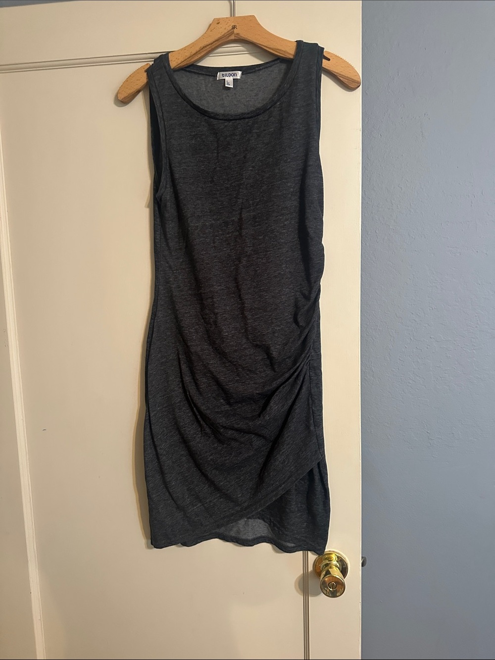 Tildon Dark Charcoal Sleeveless Ruched Midi Dress